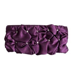Steve Madden Purple Satin Crystal Embellished Evening Clutch  Glam